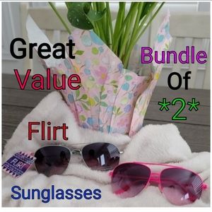 Flirt Wagon Unisex Mint Green & Hot Pink Sunglasses - Bundle of 2 (1 New Pair)